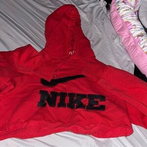 Nike Red Cropped Hoodie